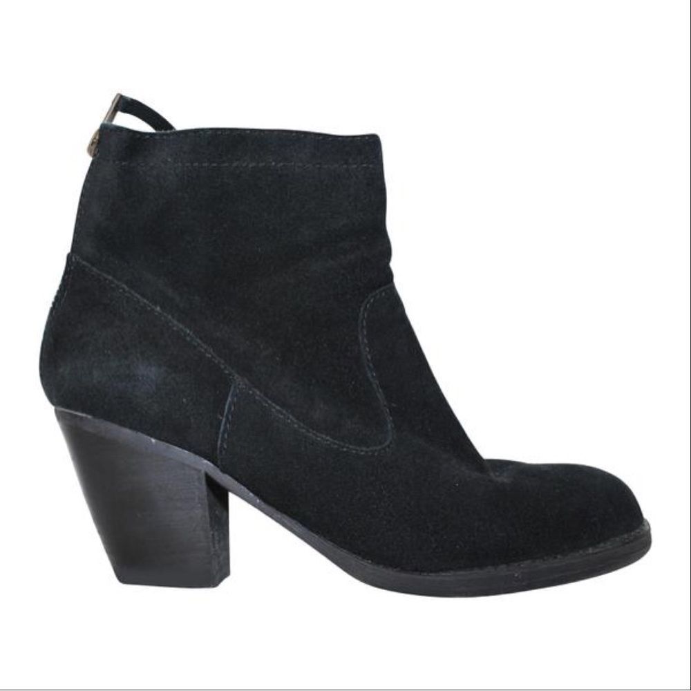 Steve Madden Suede Heeled Boots Booties Black Leather